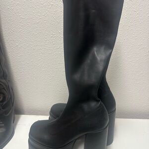 Black Platform Knee-High Boots